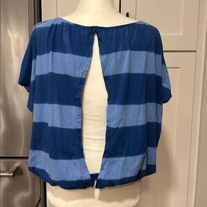 EUC Alternative Apparel Cotton Striped Blue Short-Sleeve Bubble Hem Top